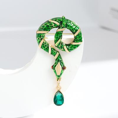 Green Snake Brooch Zodiac Animal Snake Pendant Pin Brooch Women'S Coat Jacket Accessories