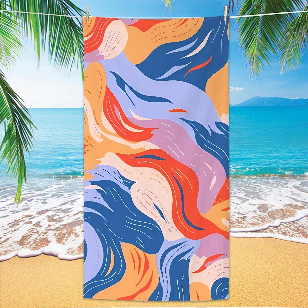Abstract Geometric Pattern Polyester Beach Towel Bauhaus Style Quick Dry Sand Free Bath Towel for Summer Pool Travel Vacation
