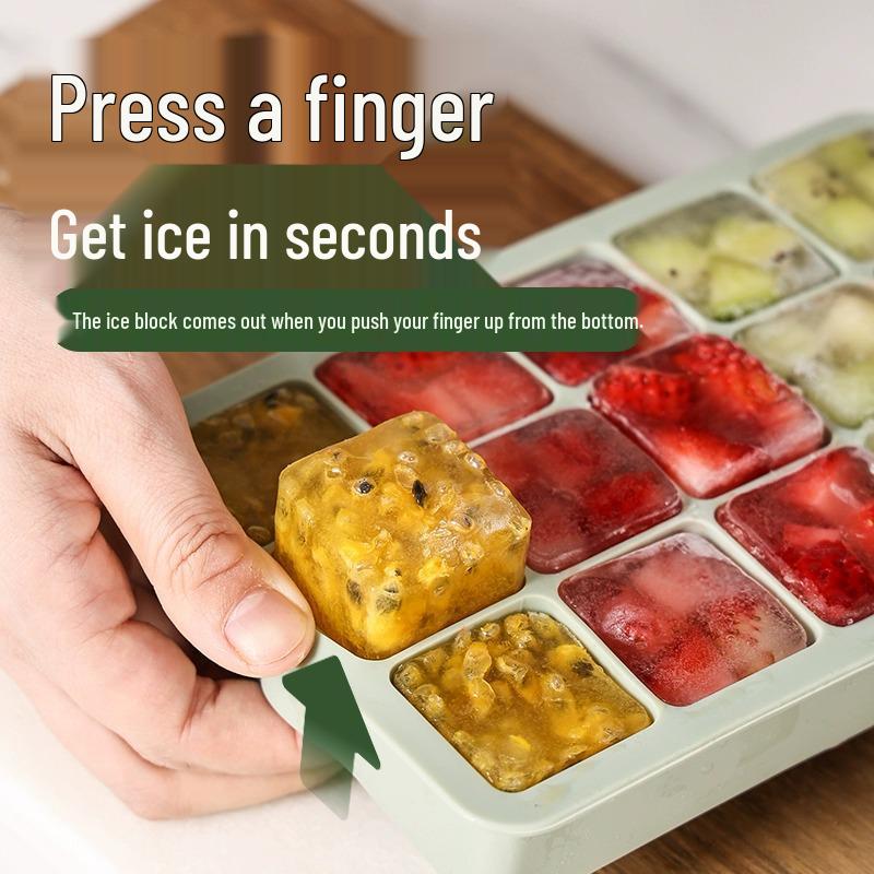 Iskubslåda: 15-kubsform med lock, Lätt att lossa, Livsmedelsgodkänd silikon, Perfekt för barnmat & mer