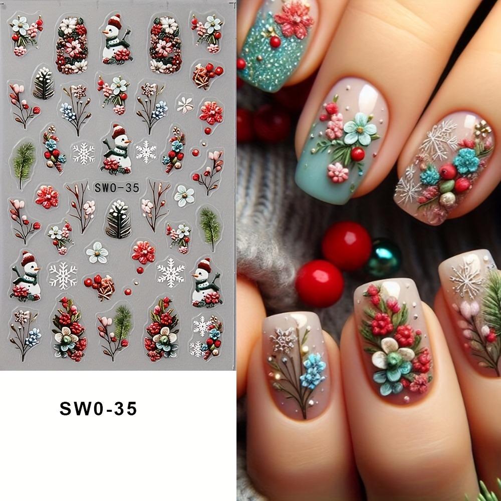 Weihnachtliche Nagelsticker – Schneeflocken- und Schneemannmuster, selbstklebend, mattes Finish, festliche Nageldekorationen zum einfachen Anbringen!