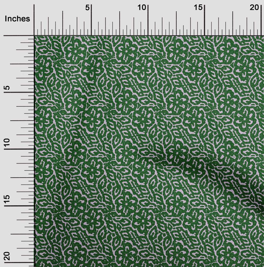 oneOone Cotton Flex Forest Green Fabric Asian Dabu Print Fabric For Sewing Printed Craft Fabric By The Yard 40 Inch