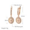 New  Rose Gold Long Drop Earrings For Women Hollow Flowers Natural Zircon Earrings Luxury Ethnic Bridal Wedding Jewelry