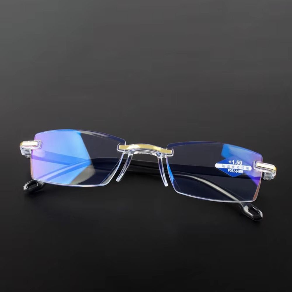Frameless Presbyopia Eyeglasses Ultralight Anti-blue Light Glasses Men's Reading Glasses  Elder