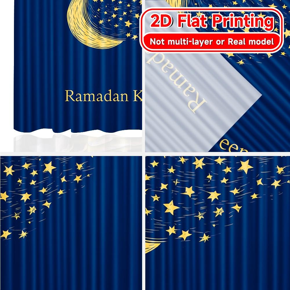 2D FLAT PRINTING 2pcs Curtains (Without Rod) Ramadan Celestial Theme Curtains Modern Fashionable Curtainments during the Saint