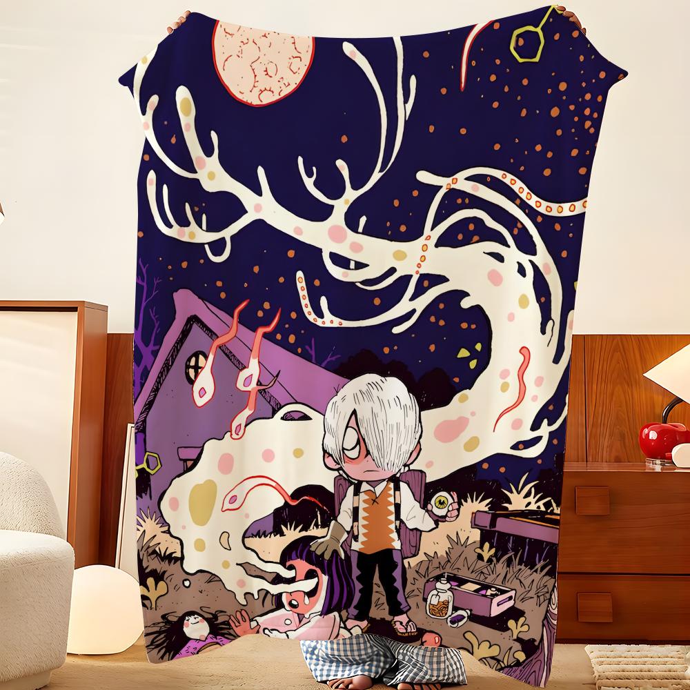 Anime M-Mushishi Throw Flannel Throw Blanket, Lightweight Cozy, Durable Washable Cute Cool