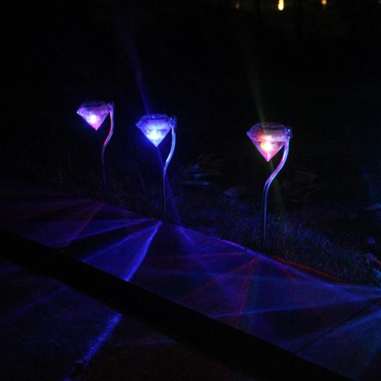 4Pcs Diamond-Shape Solar Stake Lights Garden Powered LED Lawn Yard Decor Lamp