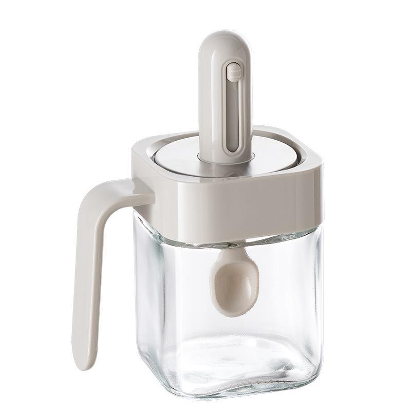 Glass Seasoning Jar With Spoon,Sugar Bowl Salt Shaker Pepper Spices Container,Kitchen Tools Supplies,Spice Storage Boxes