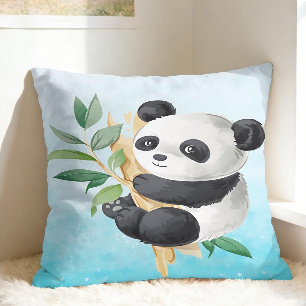 Cute Panda Pillow Case Square Pillow Cover For Living Room Bed Chair Funny Cushion Cover