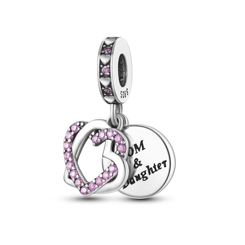 925 Silver Valentine's Day Love Pink Series Beads Suitable For Pan Bracelet Diy Anniversary Jewelry Gift