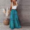 Bohemian Print Women's Long Skirt High Waist Elastic Waist Loose Casual Fashion Tie