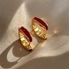 Trending Square Texture Hoop Earring Korean Exquisite Minimalist Geometric Earrings for Women Girls Retro Fashion Jewelry Gift