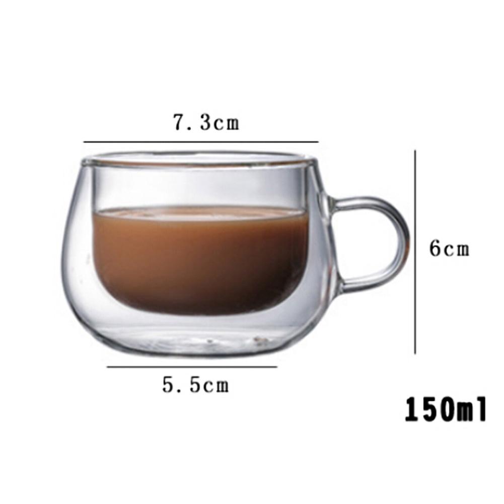 A&A Store 150ml Double-layer Cup Heat Thermal Glass Resistant Tea Coffee Handle