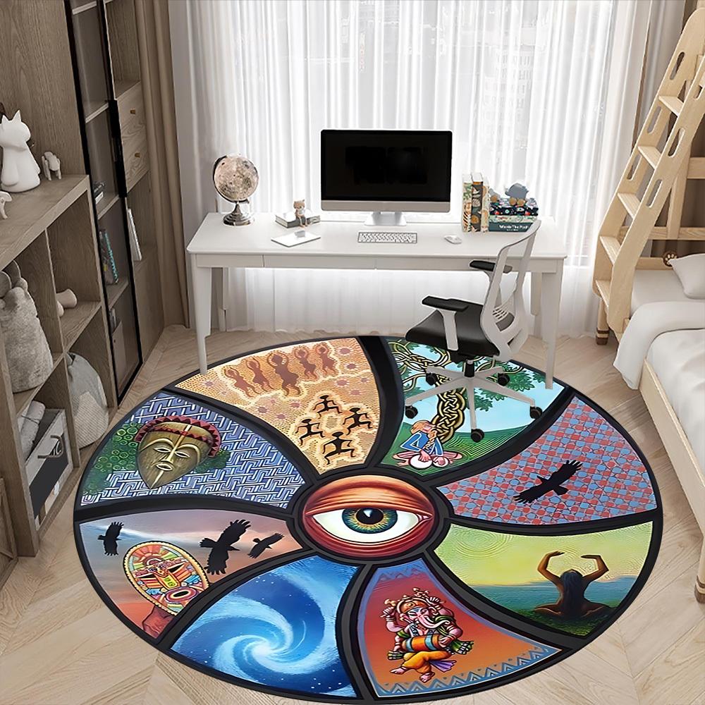 1pc Wheel Print Chair Carpet for Office, , Non-slip carpet, Very suitable for offices, farmhouses,Outdoor carpet yy251120052