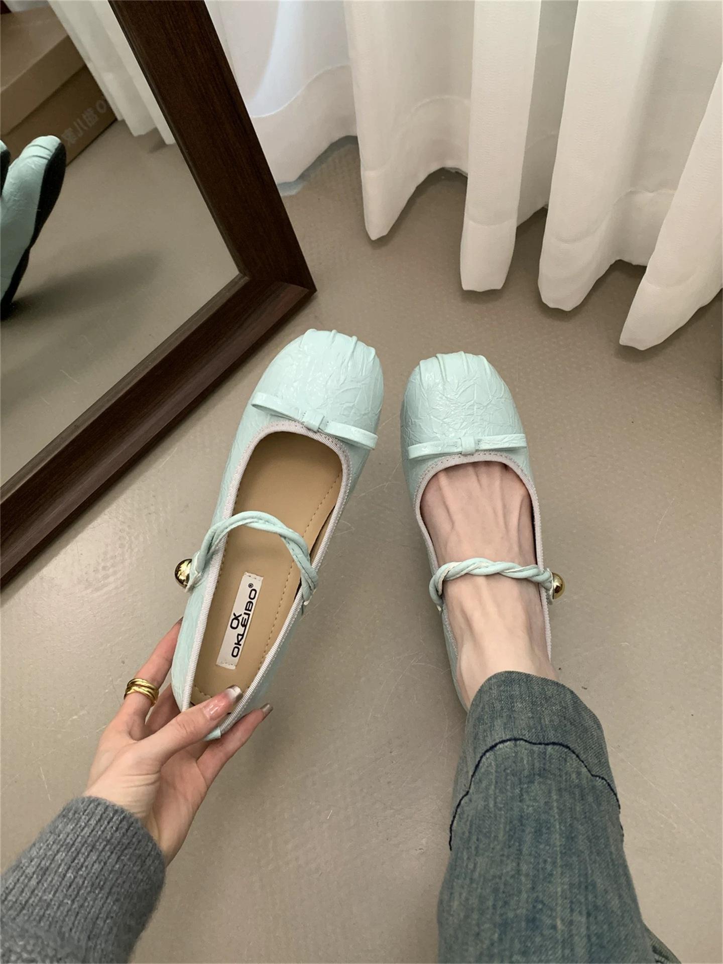 

Внутренние ретро-туфли, женские туфли, новая весна 2025 года, французские черные туфли Мэри Джейн для поездок на работу, маленькие кожаные туфли 35 синий