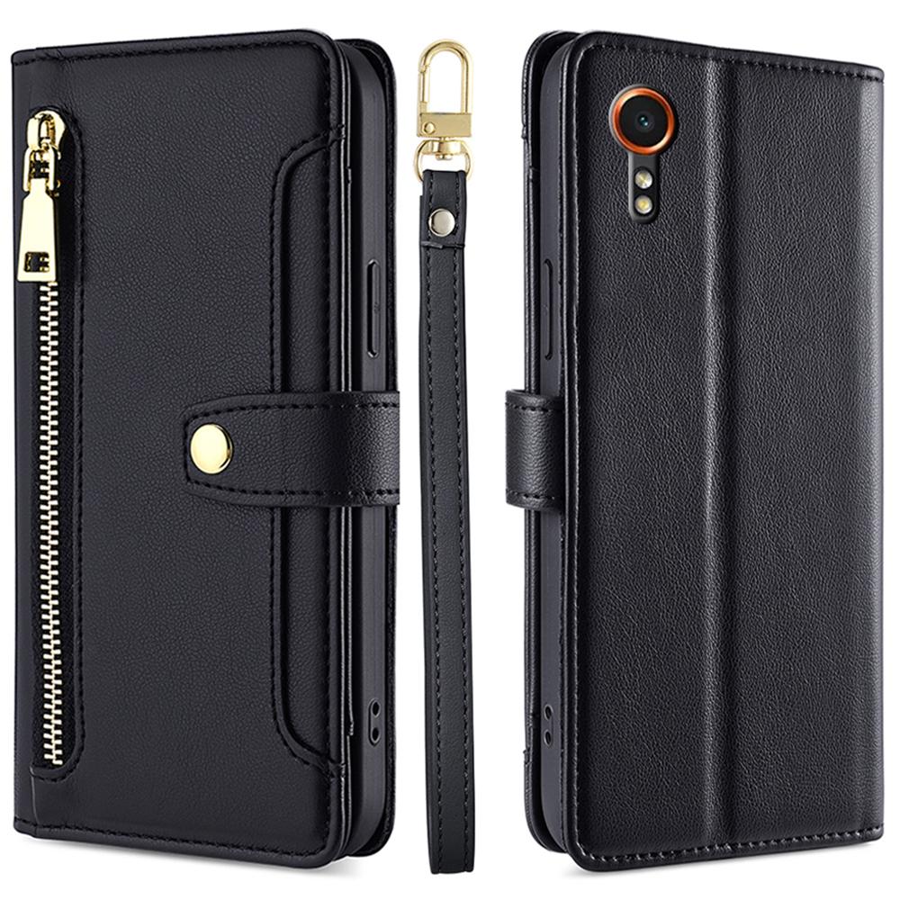 For Samsung Galaxy Xcover7 Wallet Case Shockproof Leather Phone Cover with 2 Straps