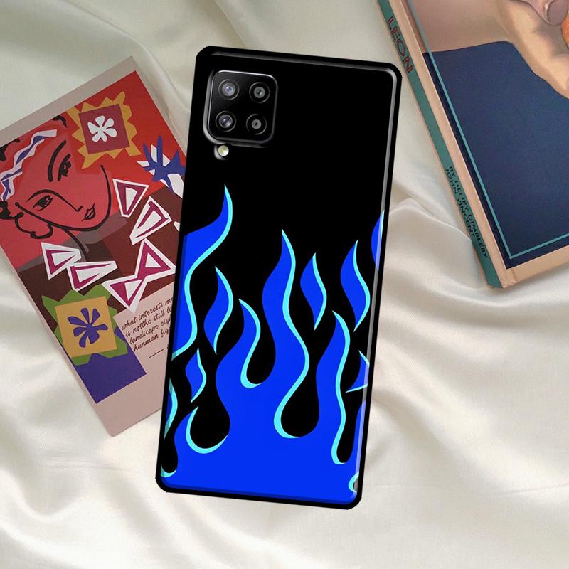 Blue Red Flame Fire Case For Samsung Galaxy A33 A13 A36 A56 A23 A52 A32 A12 A54 A34 A14 A16 A26 A53 A15 A35 A55