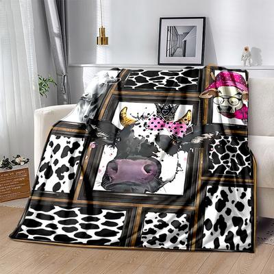 1pc Cow Print Blanket Home Decor, Couch Throw, Outdoor Blanket .W018