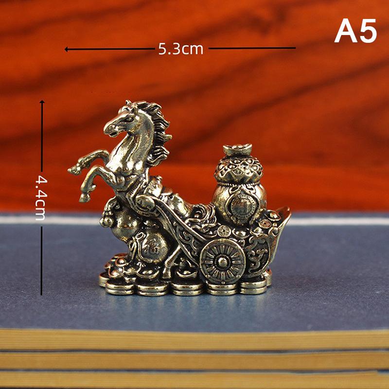 Creative Metal Craft Home Decorations Vintage Brass Horse Statue Desktop Ornament Decoration Zodiac Horse Statue Stereoscopic