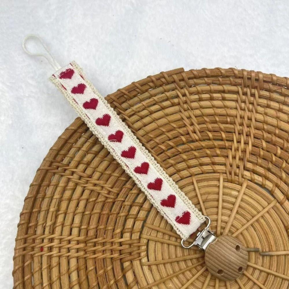 Wooden Dummy Nipple Holder Cute Flower Print Teether Pendant New Baby Pacifier Chain  Baby Use