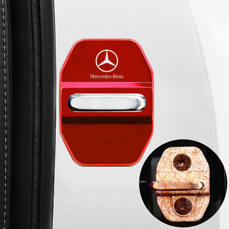 CSB1 4PCS Car Door Lock cover Protect Buckle Cover Latch Stop Anti Rust Car Ornaments for Mercedes Benz AMG W205 W247 W176 W212 W213