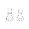 Silver Stud Earrings Female Cute Cat Design Sense Love Hollow Tide Simple Versatile Earrings Earrings