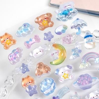 Pegatinas 3D Dibujos Animados Animalitos Pegatina Mini Gruesas Hinchadas Pegatinas Decorativas para Fundas de Teléfono DIY Agendas Cuadernos Scrapbooks Decoración
