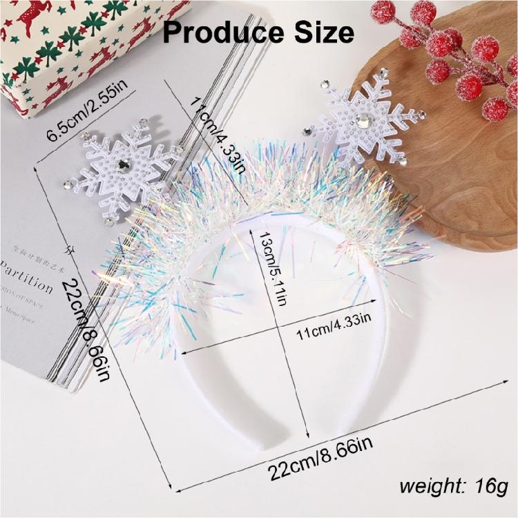 Glittering Rhinestones Snowflake Headband for Women and Girls White Headwear Hair Accessory for Christmas and Winter Fun