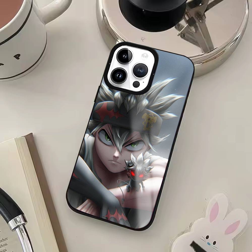 B-Black C-Clover Asta Phone Case For IPhone17 16 15 14 13 12 11 Plus Pro Max Plus Wireless Charger Cover Funda