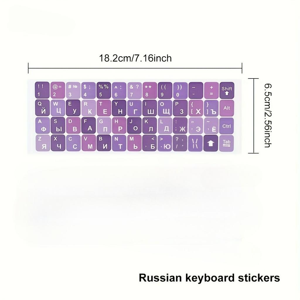 Bilingual Keyboard Stickers 1pcs Durable English/Russian Keyboard Stickers Keycaps, Transparent Adhesive Pads for Laptop, Desktop, Typing Practice