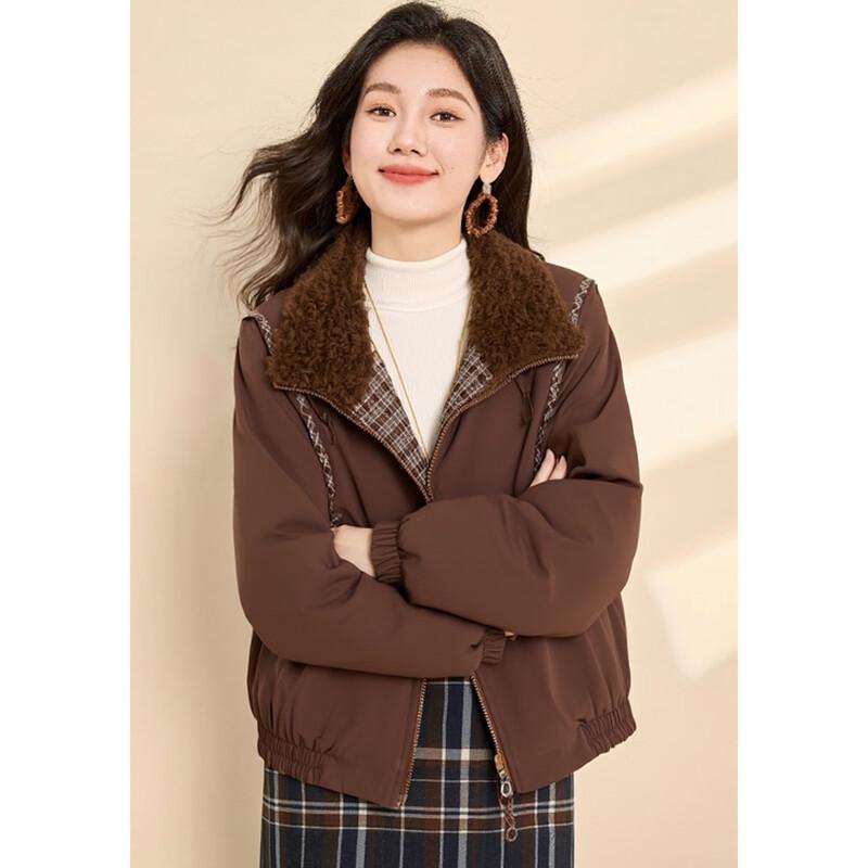 Kabei'er Maillard Faux Lamb Wool Hooded Parka Coat