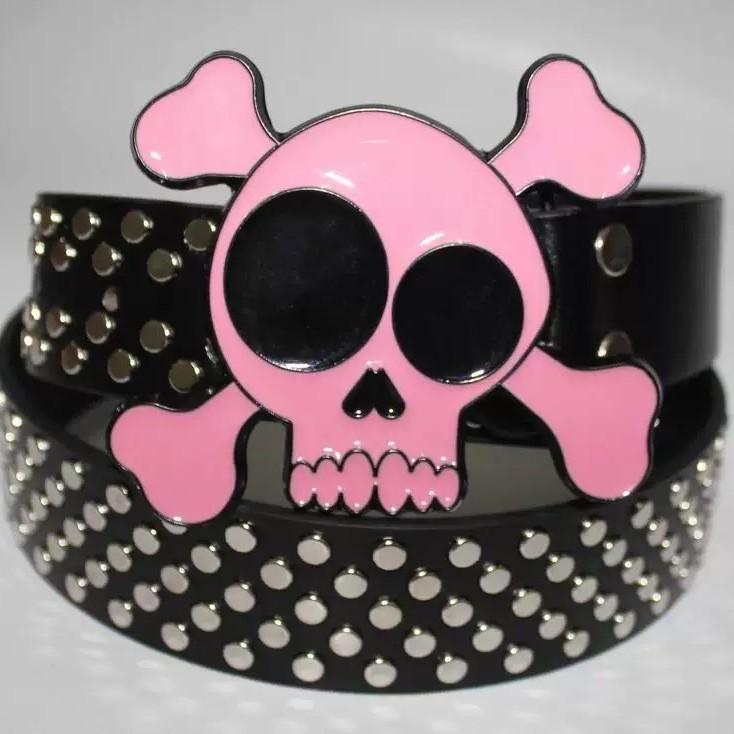 New Punk Rivet Belt, Special-shaped Buckle Belt, Ins Style, Individual and Retro, Skull Wing Gothic Belt