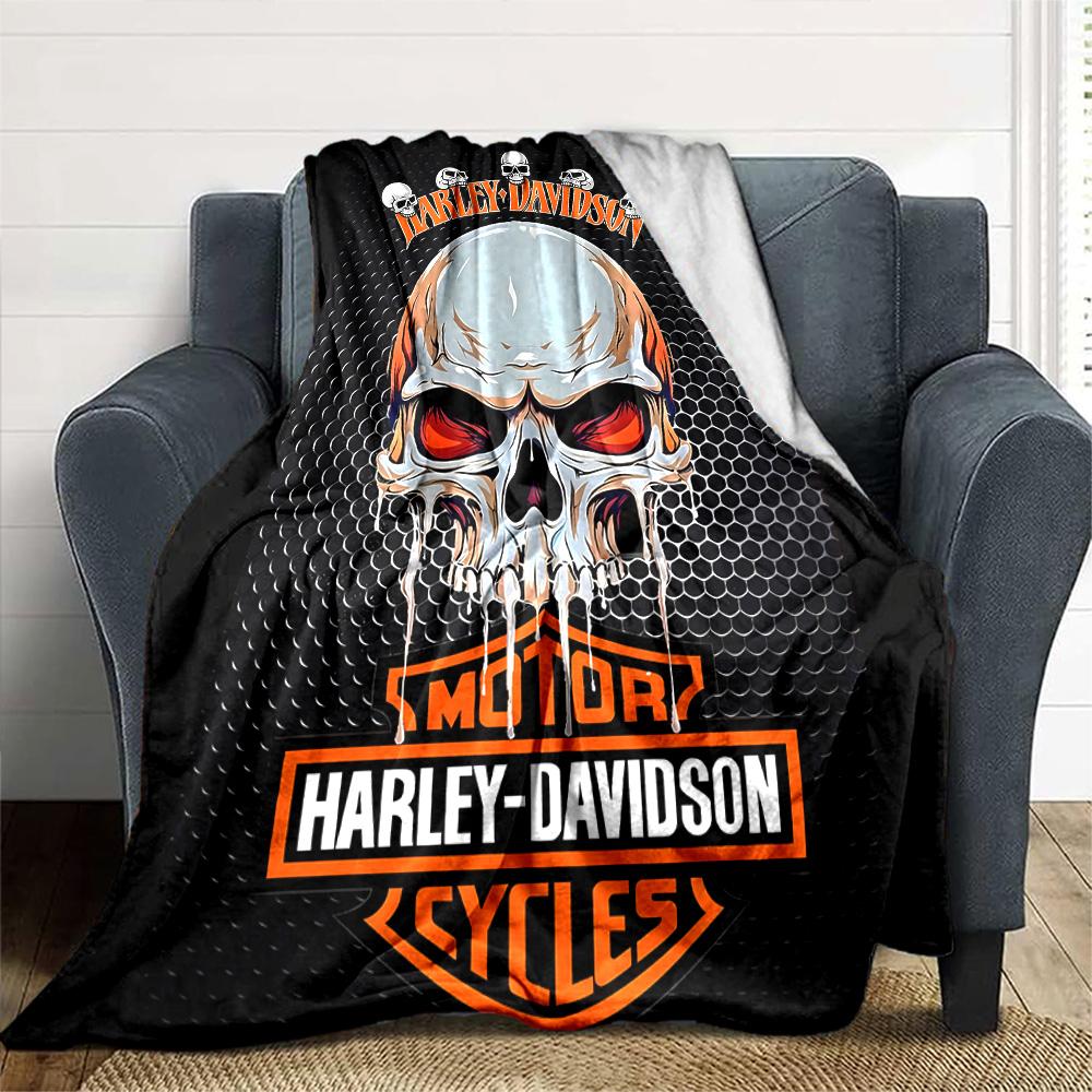 1pc Harley-Davidson Blanket, Gift, for Men and Women, Soft Blanket, Good for Sofa Bed Couch Travel, Lightweight Flannel Blanket