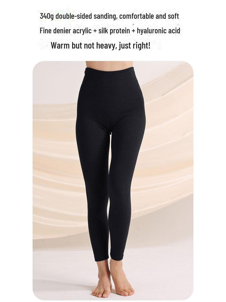 Women's High-Waisted Warm Velvet Pants with Hyaluronic Acid, Plus Size, A-Type, Autumn Trousers