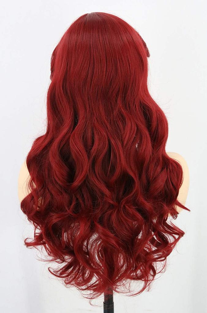 Topcosplay Meerjungfrauenprinzessin Cosplay Rotes Lockiges Halloween Theater Kostenlos Schulnetz Inklusive Perücke, Perücke, Haare, Perücke, Kostüm, Kostüm, Größe, Festival, (Wein