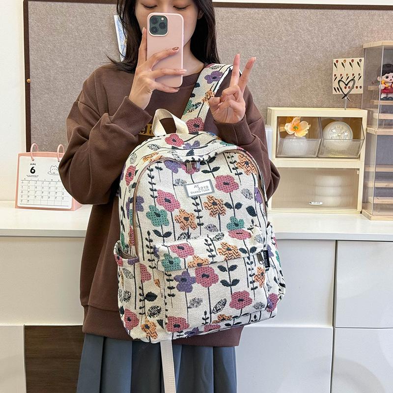 Schoolbag small fresh floral student schoolbag 1011 new fashion flower backpack light leisure going out sports backpack