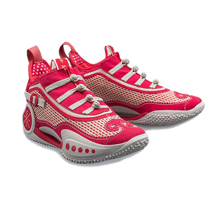 Li Ning WOW 9 Odolné proti oděru Protiskluzové Středně vysoké Výkonnostní basketbalové boty Pánské Získat Červená ABAR119-2()