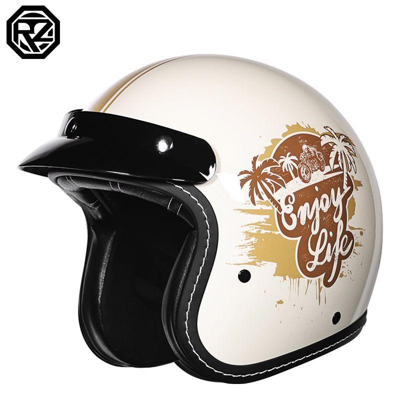 Retro Motorcycle Helmet Men's and Women's Electric Vehicle Scooter 3/4 Half Helmet