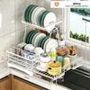 Expandable Over Sink Dish Rack Metal Open Wire Drainer for Plates Bowls Cups and Everyday Dish Drying Tasks for Household Use