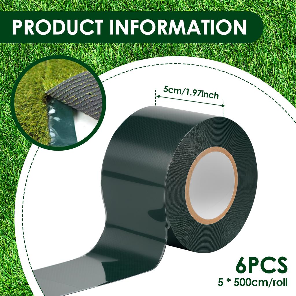 6Pcs Artificial Grass Glue Peel 5/15cmx5/10m Weather Resistance Self-Adhesive Synthetic Seaming Turf Tape for Lawn/Carpet Joint
