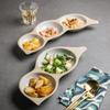 Abay Ceramic Three-Compartment Divided Snack Plate