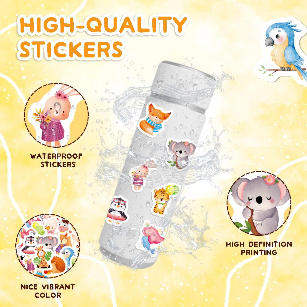 60Pcs Cartoon Animal Stickers Set for Kids Reusable Waterproof DIY Puzzle Learning Cognition Toys Cute Scene Stickers for Books