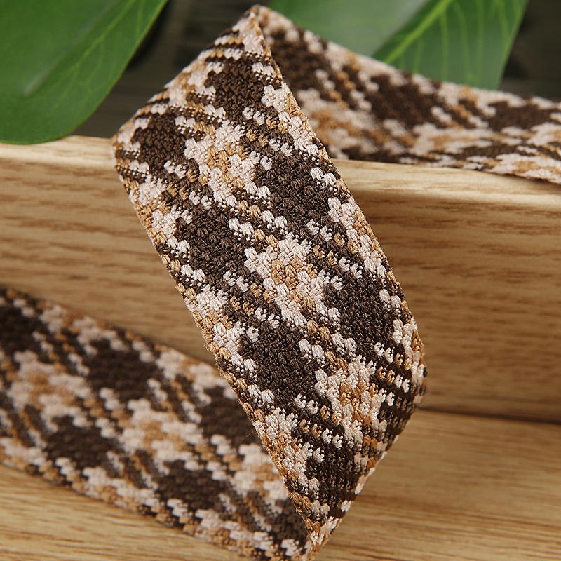 5 Yards Retro Classic Jacquard Ribbon Houndstooth Brocade Ribbon for Bows Bouquets Gift Wrapping Clothing Sewing DIY Accessories