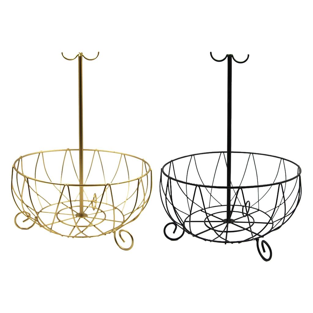 Fruit basket with banana holder, tree hook, banana holder and open wire fruit