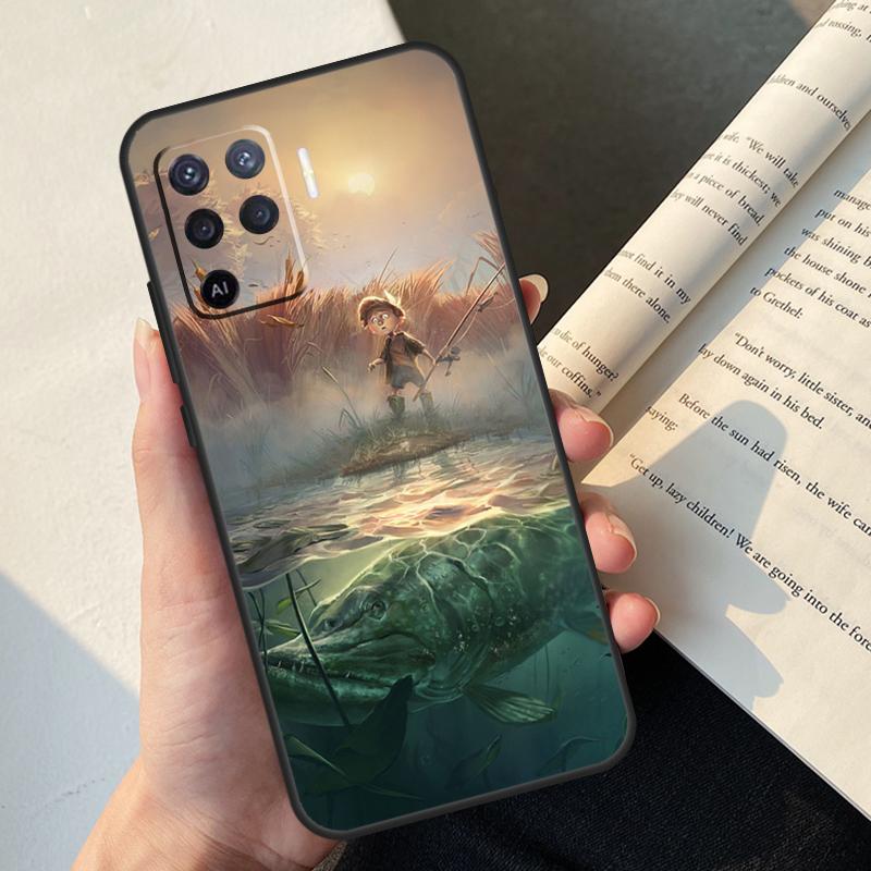 Fish Fishing Case For Oppo A58 A98 A78 A18 A38 A60 A80 A40 A77 A57 A17 A74 A54 A94 A96 A76 A16 A15 A5 Pro