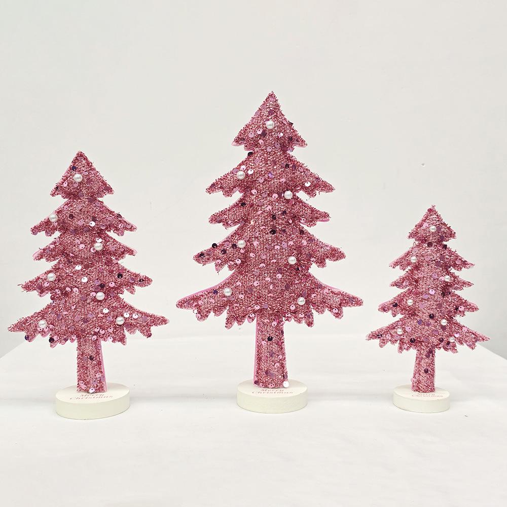 

Мини Тканевое Рождественское Украшение в виде Елки - Настольное Украшение и Подарок 20 cm розовый