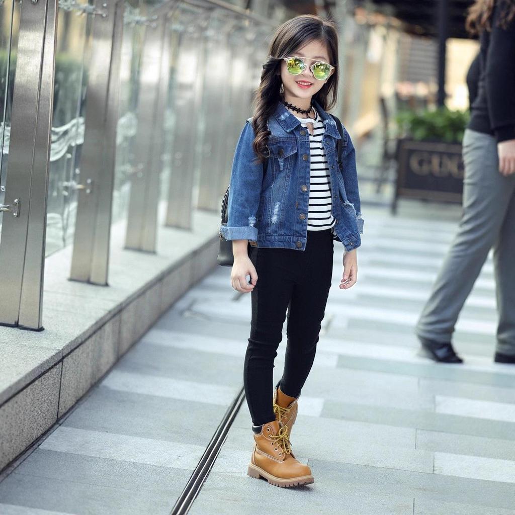 Girls' Slim Fit Elastic Faux Denim Pencil Pants - Children's Versatile Base Layer for Outdoor Wear
