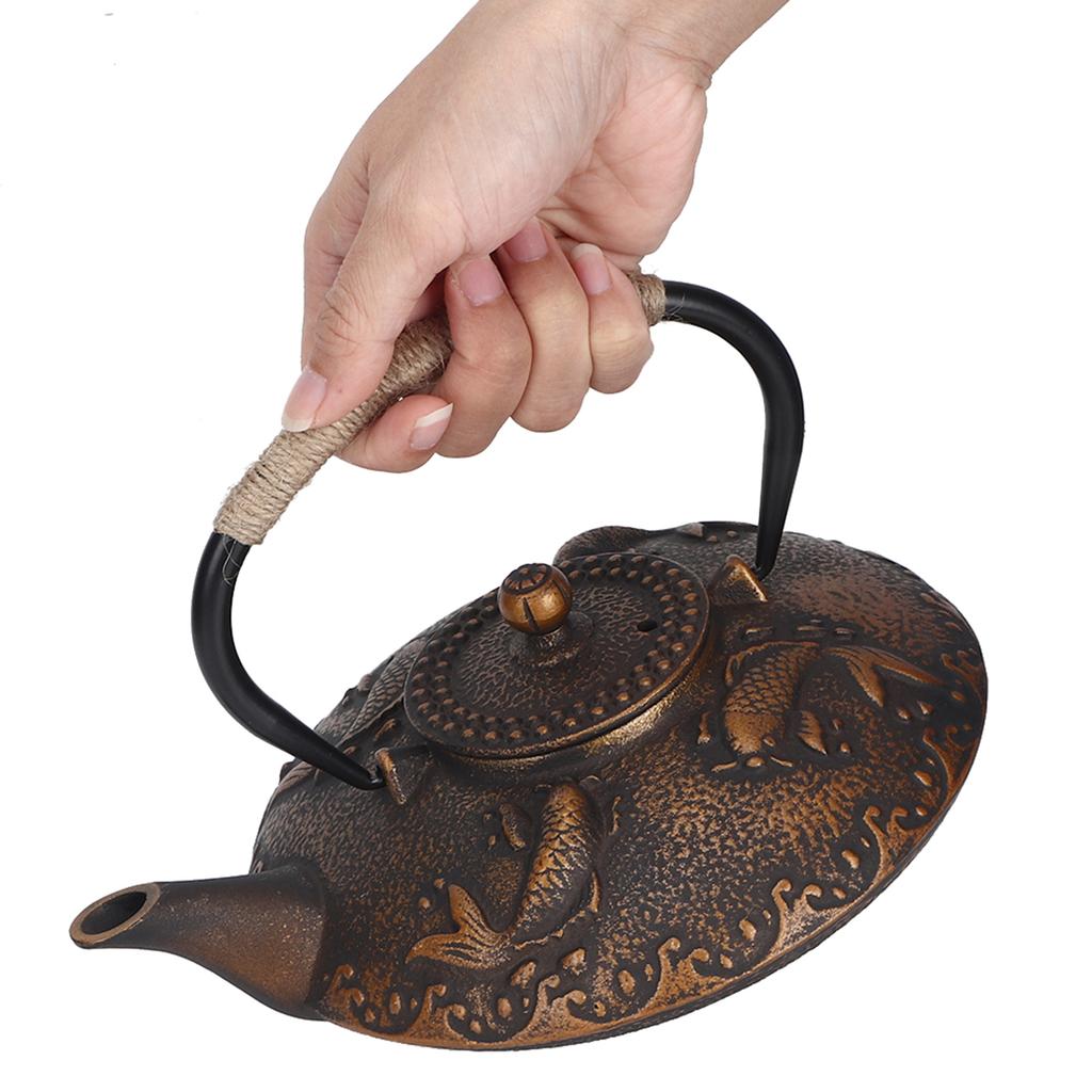 0.9L Retro Iron Elegant Kettle Household Handle Water Tea Pot Collection with Lid