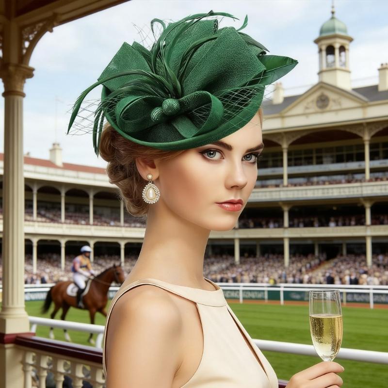 Elegant Feather Trimmed Raffia Hat For Women Lightweight Breathable For Races Weddings And Outdoor