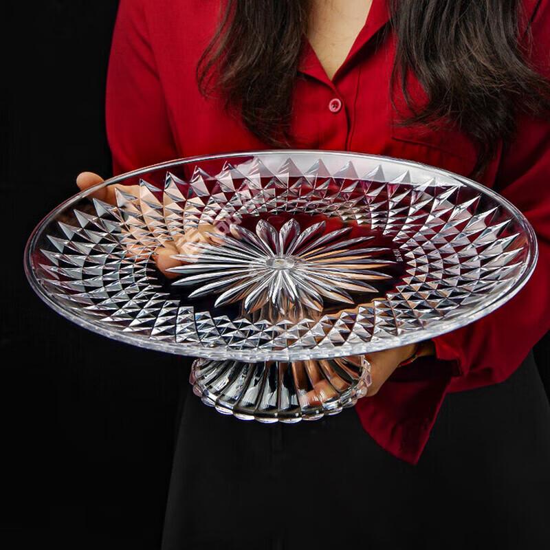 Huihuang Round Glass Fruit Plate with Base