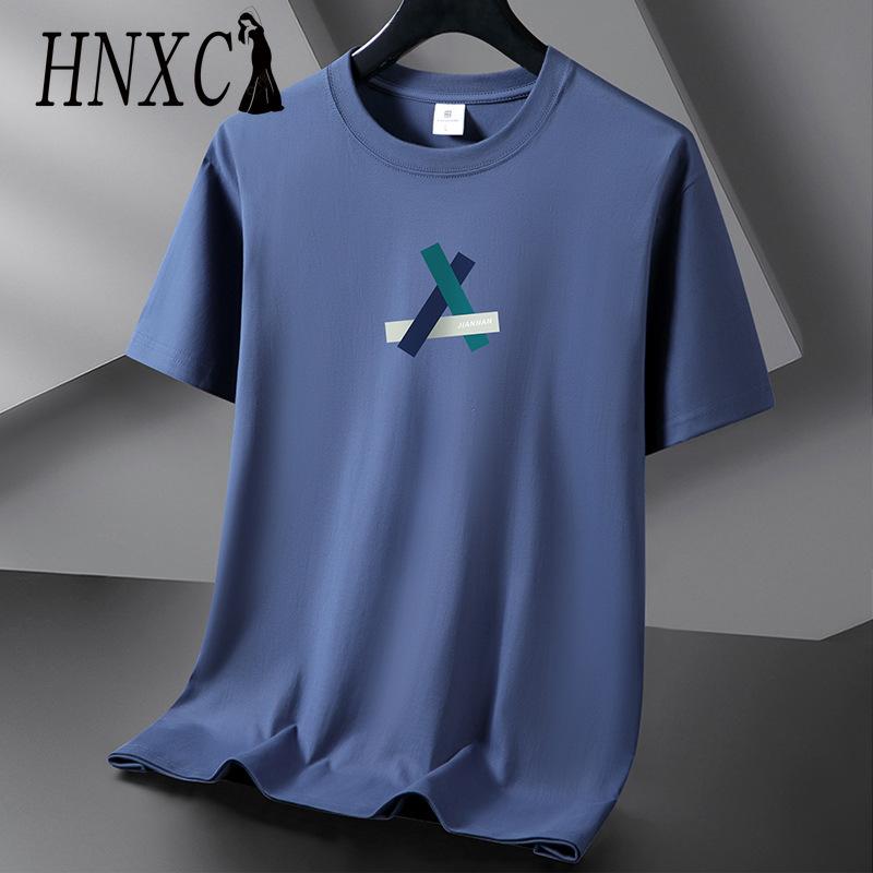 HNXC Puuvillane lühikeste varrukatega T-särk Meeste moodne vaba poolvarrukatega särk trükitud kaastundesärk